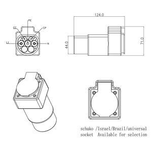 Adattatore di ricarica spina 16A tipo <span class=keywords><strong>2</strong></span> evse Type2 spina a presa di ricarica <span class=keywords><strong>Schuko</strong></span> per stazione di ricarica - Product Image 4