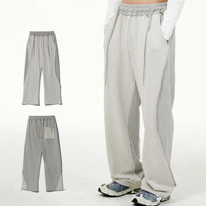 Pantalon de survêtement ample et décontracté KingSen pour homme, 100 % coton, à blocs de couleur, avec cordon de serrage à la taille et boutons aux chevilles - Product Image 1