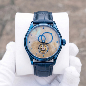 Montre automatique mécanique de luxe pour homme avec tourbillon, aiguilles orbitales, cadran bleu, acier inoxydable, personnalisable avec logo (OEM/ODM) - Product Image 3
