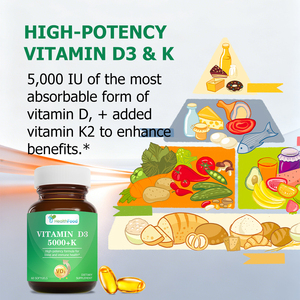Gélules de Vitamine D3 5000 UI à libération lente avec Menaquinone-7 et Vitamine D pour la santé osseuse et la fonction immunitaire – Vente directe usine - Product Image 3