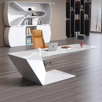Bureau de direction moderne pour PDG et chaise, bureau d'ordinateur de luxe en bois, ensemble de mobilier de bureau en forme de L, bureau de direction en MDF