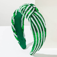 Bandeau à nœuds en sequins trèfle vert pour la Saint-Patrick, accessoires de cheveux scintillants pour les fêtes