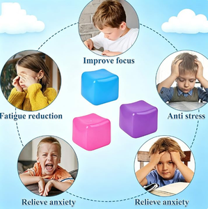 Slow Rising <b>Squishy</b> Fidget Cube Ice Cube Stress Ball Soft Sensory Squeeze Toy for Anxiety Relief - Product Image 3