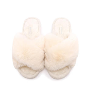 Pantofole pelose a fascia incrociata da donna personalizzate scarpe da <span class=keywords><strong>casa</strong></span> pantofole in pelliccia sintetica di coniglio confortevole per esterni - Product Image 6