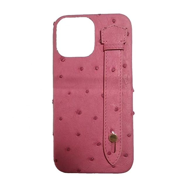 Designer Luxury Quality Exotic Genuine Ostrich Leather Shockproof Case for 16/15/14/17/ with Strap Holder