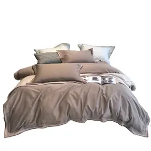 upscale light luxury Simple solid color Egyptian cotton Lightly brushed Pure cotton four-piece bedding set