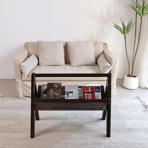 Libreria da Terra in Legno Massello Stile Wabi Sabi, Porta Riviste e Giornali <span class=keywords><strong>per</strong></span> Organizzazione e Stoccaggio in Soggiorno - Product Image 3