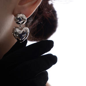 Pendientes de Plata S925 con Corazón Estilo Bohemio y Circonitas para Mujer, Hechos en Corea, Joyería de Moda, Regalo - Product Image 3