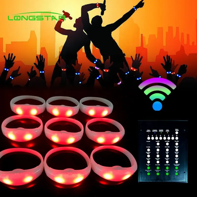 Vòng Đeo Tay Nhấp Nháy Vòng Đeo Tay DMX Điều Khiển Từ Xa LED Vòng Đeo Tay Glow Wristband Concert Silicone Led Vòng Đeo Tay