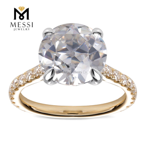Messi Gioielli <span class=keywords><strong>Solitario</strong></span> 14K Giallo <span class=keywords><strong>Oro</strong></span> Bianco 2 Carati Vecchio Tagliati Europee di Fidanzamento Moissanite <span class=keywords><strong>Anello</strong></span> di Diamanti - Product Image 2