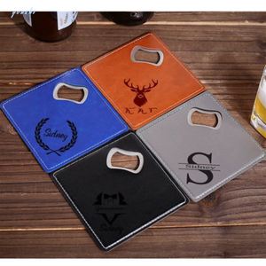 Custom Personalized Retro <b>Cork</b> Square <b>Bottle</b> Opener Metal Coaster for Wedding or Birthday Parties - Product Image 4