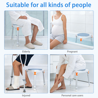 SUNCARE SC6020T-S Blanc, Tabouret de Douche Triangulaire Pivotant à 360°, Hauteur Réglable, Siège de Bain en Aluminium, Chaise de Sécurité Antidérapante pour Salle de Bain