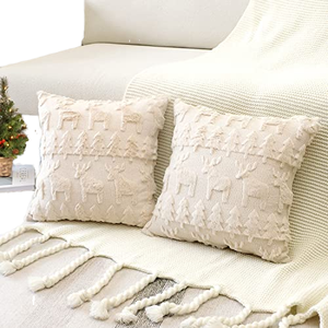 Housse de coussin carrée en coton à motif sapin de Noël, 45x45cm, en peluche, pour canapé, vente en gros d'usine - Product Image 1