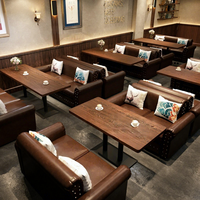 Ensemble de canapés et chaises de style rétro américain pour bar, café, restaurant occidental, avec table à manger et musique, en PU, usage commercial