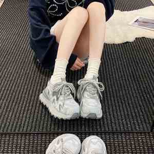 2026 Spring Korean Retro <b>Platform</b> Dad Shoes, Distressed Height-boost Casual Sneakers for Women - Product Image 2