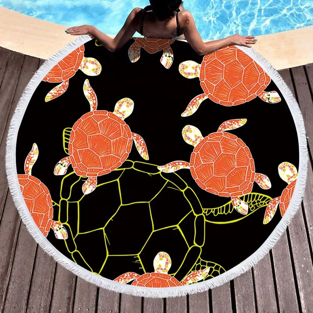 Toallas de playa con patrones redondos para adultos, patrón de tortugas personalizado, sin arena, con logotipo