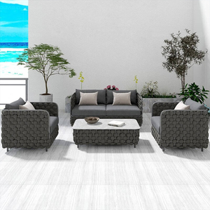 Bắc Âu Phong Cách Đồ Nội Thất Ngoài Trời Bàn Cà Phê Và Ghế Nhôm Sang Trọng Patio Couch <span class=keywords><strong>Set</strong></span> Mây Dệt Sợi Dây Thừng Vườn Sofa Nhà Sản Xuất - Product Image 4