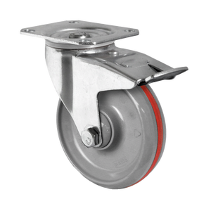 N2K6 Series Swivel <b>Caster</b> Wheel with Total Brake Made Durable Polyurethane Nylon Steel Plastic Polypropylene for Transport Use - Product Image 1