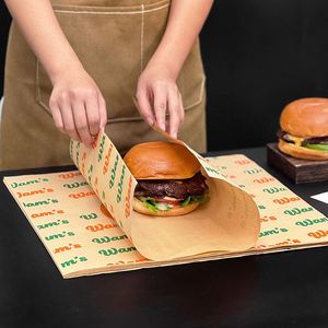 Disposable Coated Recyclable Thick Sandwich Tray Bread Liner Food Absorbent <b>Paper</b> Packaging for Snacks Beverages Pizza Cake - Product Image 4