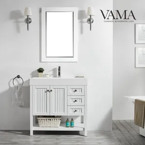 VAMA 36 inç ucuz çin katı ahşap banyo vanity akrilik havzası üst 755036