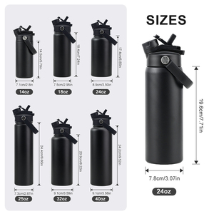 Botella de Agua Aislada de Acero Inoxidable de 24 oz con Asa, de Boca Ancha y Doble Pared, con Logotipo Personalizado, para Viajes, Gimnasio y Deportes - Product Image 4
