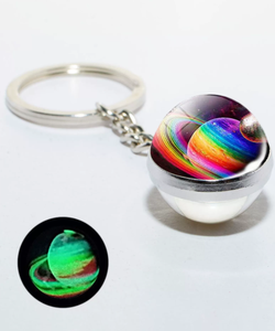 พวงกุญแจรูปพระจันทร์ทรงกลมทำจากโลหะจี้แก้วสองด้านเนบิวล่าเอิร์ธรูปดาว - Product Image 3