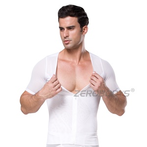 ZEROBODYS W089 180g Fajas Gynäkomastie Kompression snetz Reiß verschluss N Haken Body Shaper Kurzarmhemd für Herren - Product Image 1