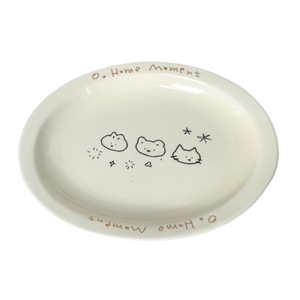 Plato ovalado color crema con diseño de frutas de dibujos animados, plato poco profundo para postres, desayunos y fiestas. - Product Image 4