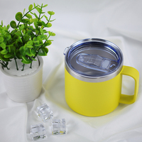Tasse à eau personnalisée OEM avec couvercle et poignée Mini tasse à café portable de 12oz isolée sous vide à double paroi