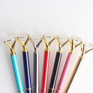 Promotion OEM <b>Multi</b> <b>Color</b> Diamond <b>Pen</b> in Transparent Case With Topper Big Crystal Rhinestone Round Gold Metal Ball Point Writing - Product Image 4