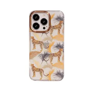 JD pour Apple 15 coque de téléphone portable impression double couche iPhone14 IMD craft 12Pro floral petite couverture fraîche
