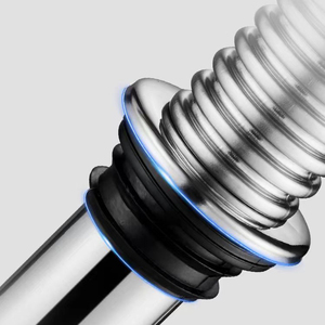 Tuyau <span class=keywords><strong>d</strong></span>'évacuation flexible pour <span class=keywords><strong>évier</strong></span> de cuisine en acier inoxydable nickelé de qualité supérieure, tube en S rétractable avec <span class=keywords><strong>bouchon</strong></span> de vidange escamotable - Product Image 3