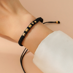 Songfu, nuevo estilo, cuerda trenzada de nailon, cuentas de acero inoxidable con números de código Morse, nudo plano, pulseras tejidas hechas a mano para parejas - Product Image 2