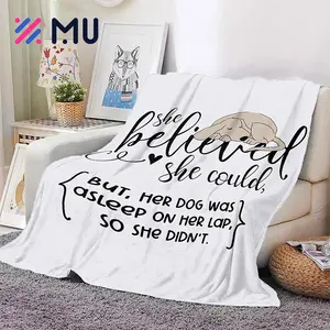 Personalized Text Pet Dog Printing Baby Shawls and Bed Throws Blankets for Sofa