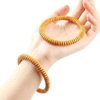 Bracelet extensible fait main en perles plates coupées droites en graines d'olive naturelles, perles d'olive jaune chaud, bijoux à porter au quotidien, vente en gros