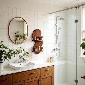 Wooden <b>Wall</b> <b>Mounted</b> <b>Shelf</b> Irregular Shape 2 Tier Floating <b>Shelf</b> For Living Room Storage Multipurpose Display Rack - Product Image 3