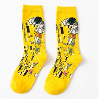 Chaussettes amusantes tendance automne-hiver avec logo personnalisé OEM pour adultes Chaussettes en coton Happy Stylish Painting Art Crew pour hommes