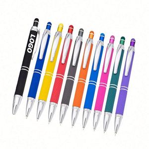Stylo bille et stylet 2-en-1 personnalisé - Stylo métallique rétractable pour écrans tactiles, encre noire 1,0 mm, cadeau promotionnel idéal - Product Image 1