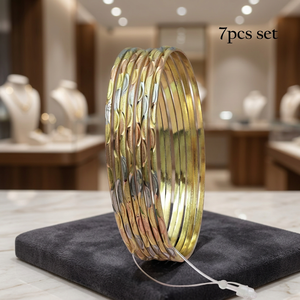 Juego de brazaletes chapados en oro de 3 tonos al por mayor, brazaletes de varios tonos, juego de brazaletes de latón de 3 tonos, brazaletes de moda, brazaletes tricolores. - Product Image 4
