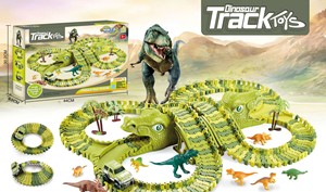Juguetes de Construcción, Coche Eléctrico de Dinosaurios, Tren, Mundo de Dinosaurios, Juguetes de Pista, Pista de Carreras de Dinosaurios para Niños - Product Image 3