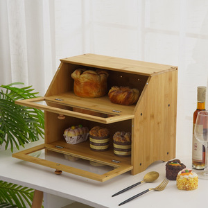 Caja de pan de bambú multifuncional de gran capacidad para almacenamiento de aperitivos, caja grande de madera para el hogar, sala de estar, cocina, caja de almacenamiento de alimentos - Product Image 4