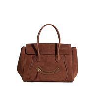 Tas Selempang Kulit Suede Kapasitas Besar dengan Pegangan Atas Ganda, Tas Jinjing untuk Perjalanan Sehari-hari