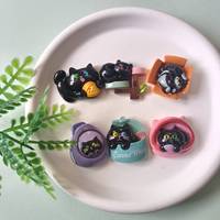 Nouvelles mini-breloques en résine à dos plat, motif chat noir de dessin animé Kawaii, pour scrapbooking, fabrication de bijoux DIY, slime et accessoires pour cheveux