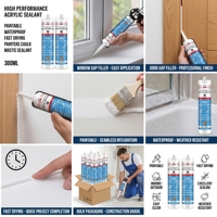 Sellador Acrílico Látex a Base de Agua Pintable para Ventanas, Puertas, Paredes, Paneles de Yeso y Acabados de Construcción Interior