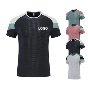 Mens Fitness High Elastic Breathable Tops <b>100</b>% <b>Polyester</b> Quick Dry Fit T-<b>shirts</b> Men Outdoor Workout Sports Training <b>Shirts</b> - Product Image 1