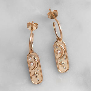 Pendientes de plata de ley 925 con forma de <span class=keywords><strong>luna</strong></span> y estrella, oro de 18 quilates, oferta - Product Image 4