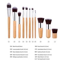 Kit de pinceaux de maquillage écologiques, noirs, avec manche en bambou, logo privé, produit de luxe, 11 pièces