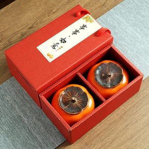 Caqui-juego de té de cerámica de kung-fu, tazón de té con mano, recuerdo, cuatro tazas y una lata y una olla - Product Image 4