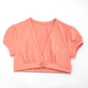 Viviblook Y26TP056 – Nouveau haut décontracté d'été pour femme, sexy, col en V, plissé, boutonné, court, à manches courtes, pour dames - Product Image 6