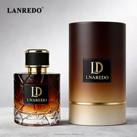 Flacon de parfum cylindrique haut de gamme en verre dégradé 50ml 100ml, vide, avec boîte et capuchons en cuir pour homme